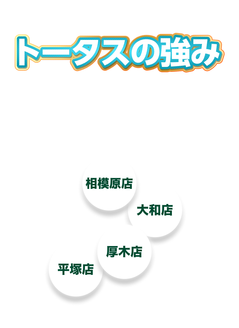 トータスの強みトータスは年間3,000台の 神奈川県最大級の販売実績がある 届出済み未使用車の専門店